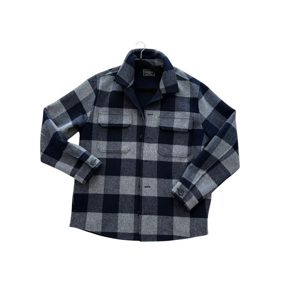 7Diamonds Generation Navy & Gray Buffalo Plaid Wool-Blend Shacket